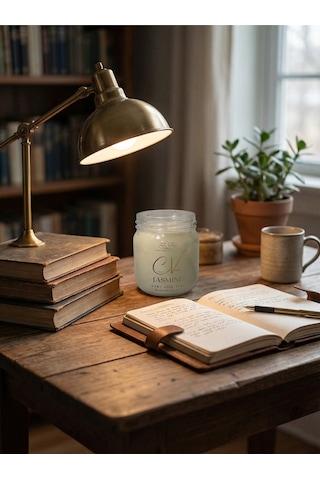 Yasemin Kokulu Mum-%100 Doğal Soya Wax Mum-şeffaf 210cc Kapaklı Şişe-aromaterapi Mum Beyaz