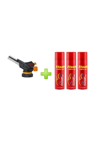 1300 Derece Profesyonel Pürmüz Çakmak WS-509C 3 Adet Flash Gaz Siyah