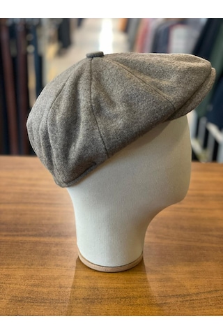 Hamze Peaky Blinders Tarz İngiliz Model Kaşe Kumaş Kasket Şapka Vizon