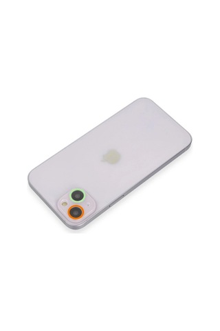 Mey İthalat Apple, Uyumlu iPhone 13 Mini Renkli Kamera Lens Koruma Cam - Turuncu-yeşil