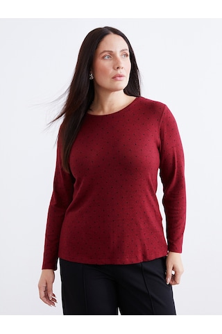Lcw Everyday Bordo Bisiklet Yaka Puantiyeli Kadın Body