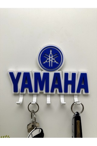 3d Baskı Dekoratif Yamaha Model Motorcu Anahtar Askılığı Beyaz - Mavi