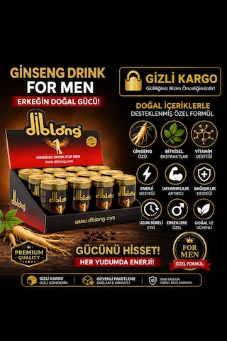 Diblong Ginseng Drink For Men Enerji İçeceği 12'li Paket Ginseng Özlü Vitamin Destekli İçecek