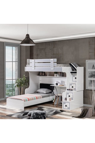 Setaymobilya Çizgi Ranza Karyola Çalışma Masası