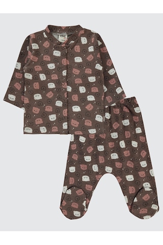 Civil Baby Kız Bebek Pijama Takımı 1-6 Ay Kahverengi Kahverengi
