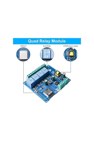 Esp32 Wifi Bluetooth 4 Kanal Röle Kartı Esp32-wroom-32e Ac 220v / Dc 5-30v Besleme Destekli