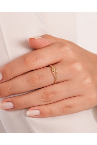 Debora Jewelry 14 Ayar Altın Taşlı Halat Model Yüzük