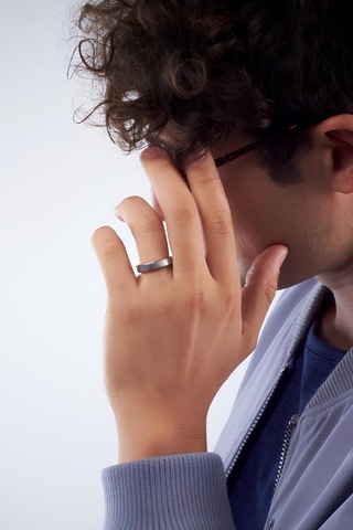 Takı Dükkanı Kişiye Özel İsim Yazılı Köşeli 6mm Mat Fırçalanmış Düz Unisex Çelik Yüzük Alyans Cl47y Beyaz