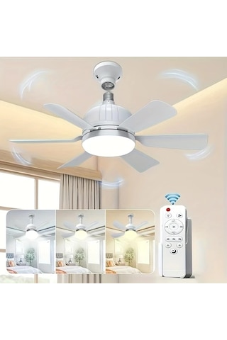 Motion003 Uzaktan Kumandalı 40w Beyaz Akıllı Tavan Vantilatörü Işığı Beyaz Altı Bıçaklı Fan Işık 3 Hız Ayarlı E27 Tabanlı 3000k 6500k