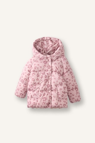 Defacto Leopar Desenli Kapüşonlu Şişme Mont Kız Bebek H3634a526aubr138 Bordo-br138