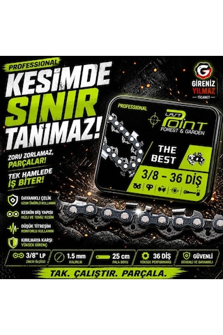 Algaride Lastpoint Motorlu Testere Zinciri 3/8 36 Diş Yedek Zincir Keskin Kutulu Dayanıkl