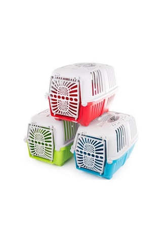 Mps Pratiko-1 Plastik Kapılı Kedi Taşıma Çantası 48 x 31 x 33 CM Çok Renkli