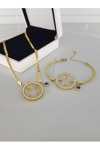 Ceyrek Takılan Çelik Takı Seti Gümüş - Rose Gold Ceyrek Takılan Çelik Takı Seti Gümüş - Rose Gold