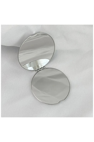 Yuvarlak Metal Cep Aynası - Katlanabilir, Çift Taraflı, Mini Makyaj Aynası, 6 Cm Metal