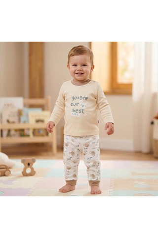 Motherlove %100 Organik Bebek Pijama Takımı 3 - 36 Ay Bej