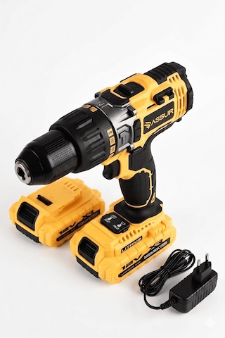 12V Çift Akülü Metal Şanzıman Taşıma Çantalı Led Işıklı Akülü Vidalama Şarjlı Matkap -