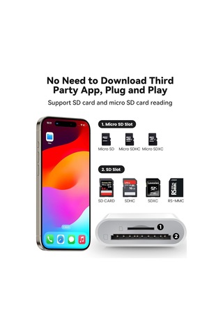 Hombey Usb-c Çift Yuva Kart Okuyucu - Sd/tf/cf Desteği,  16/15 Ve Type-c Cihazlar İçin, Fotoğraf/vide Transferi, Kompakt Beyaz