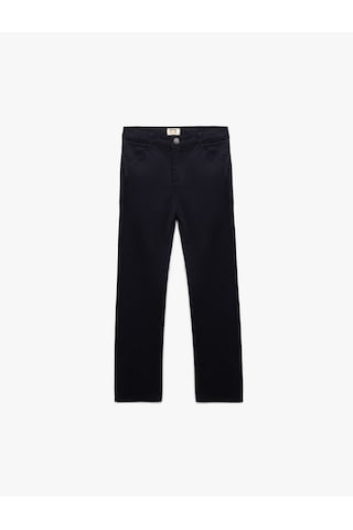 Koton Cepli Düğme Detaylı Düz Paça Pamuklu Pantolon Lacivert 6wkg40017aw Lacivert