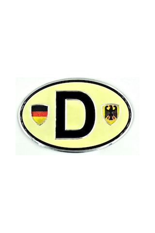 Etiketçilere Özel Armalar Oval Adac D Deutschland Almanya Bayraklı Krem Alüminyum Arma Sticker