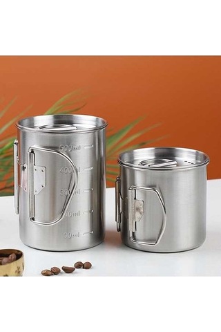 Bloomnest Katlanabilir Kulplu Kapaklı Kamp Kupası, Dağ Yürüyüşü Paslanmaz Çelik Çok Renkli Çok Renkli Çok Renkli