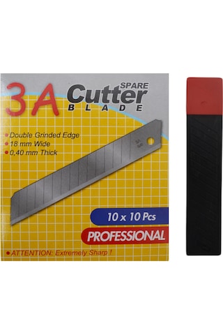 3A Geniş Maket Bıçağı Yedeği 18 mm 10 lu 10 Tüp(100 Adet) Kod:276