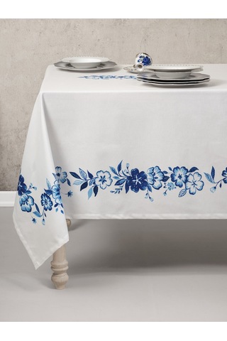 Cotton Box Pano Baskılı Masa Örtüsü Violet Mavi 170x170