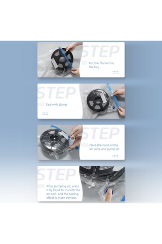 Konesam 3d Yazıcı Malzemesi Saklama Seti: 10 Adet Vakum Torba + El Vakum Pumpu + Kapama Klembi 30x34cm