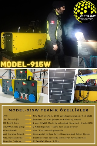 Otw Model 915w Taşınabilir Güç İstasyonu Lifepo4 Bataryalı Solar Jeneratör
