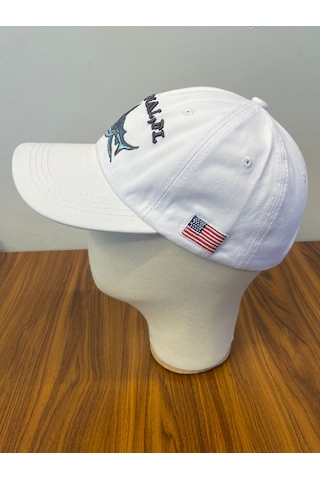 Shark Nakışlı Vintage Eskitme Pamuklu Beyzbol Cap Şapka Beyaz