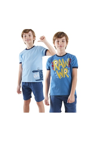 Denokids Rawr Erkek Çocuk 2'li T-shirt Takım Renkli Çok Renkli
