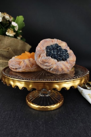 Digithome Cam Servis Tabağı Sunum Standı Gold Yaldızlı Yuvarlak 21 Cm Sn.dmy.101