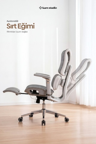 Okawa Titreşimli Masaj Destekli Ergonomik Çalışma Koltuğu - Gri