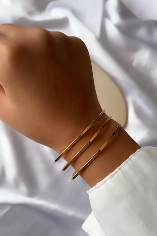 Ajda 3lü İnce Çelik Bilezik 14k Altın Kaplama Bbb26 Altın