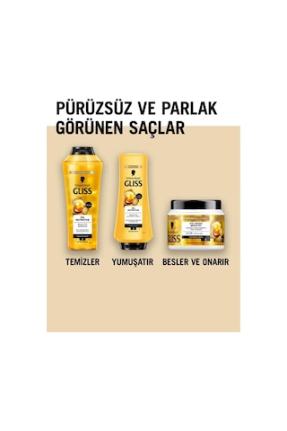 Gliss 4'ü 1 Arada Besleyici & Yeniden Yapılandırıcı Saç Bakım Maskesi Ultimate Oil 3 x 400 ML