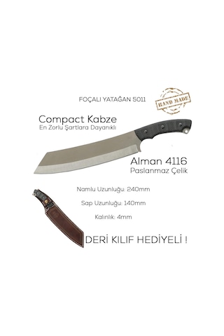 Foçalı El Yapımı Deri Kılıflı Yatağan 5011 Av Kamp Bıçağı Çok Renkli