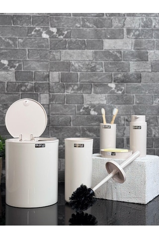 Okyanus Home Bej Yuvarlak 5'li Banyo Seti Bej