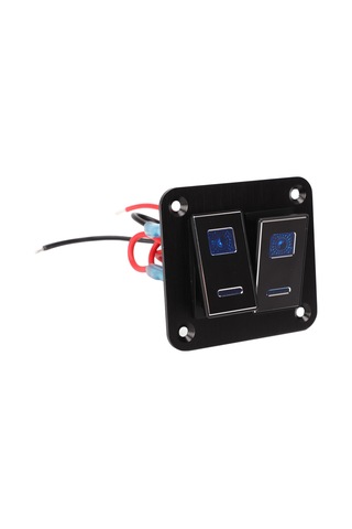 Youtek Araç, Karavan, Tekne Kontrol Paneli - 2 Açma Su Geçirmez Metal Levha - Alüminyum, Mavi Arka Işık, On-off Anahtar