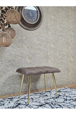 Zafir Gold Sivriltme Ayaklı 60 Cm Puf Bench - Puf - Bench - Oturak - Mutfak Oturağı - Antre Oturağı Kahverengi