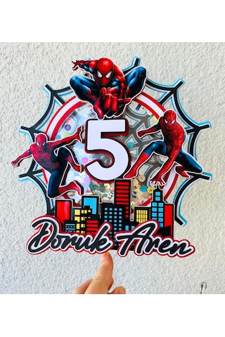 Örümcek Adam Temalı İsme Özel Erkek Çocuk Doğum Günü Pasta Süsü