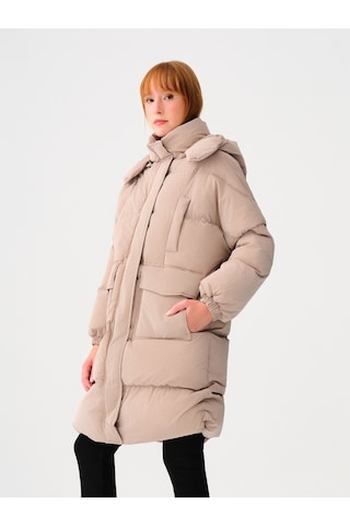 Loose Fit Kadın Mont Taş
