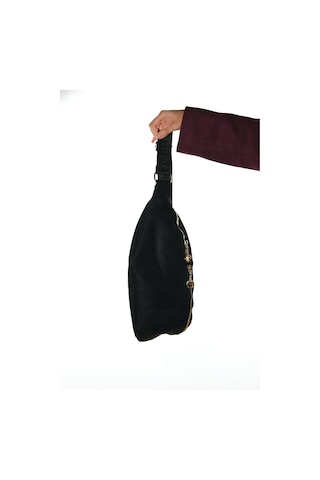 Venta Siyah Süet Kadın Büyük Bel Çantası Siyah