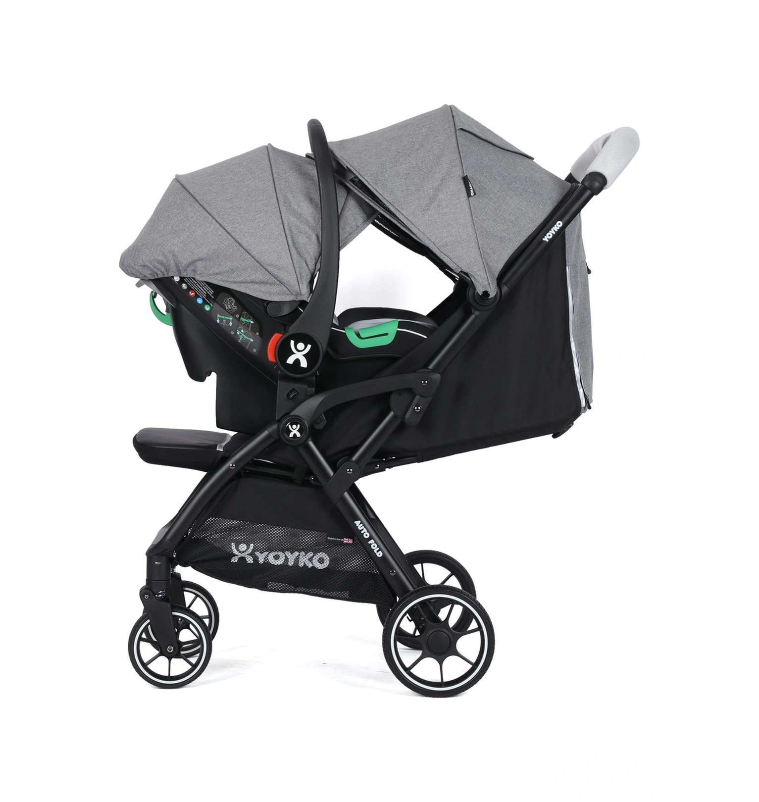 Wow Kabin Boy Tek Elle Kolay Katlanır Travel Bebek Arabası Autofold Grey Black