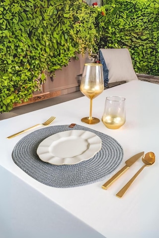 Vos Versa Amerikan Servis Tekli Supla Lux Sunum Tabak Altlığ - Oval Gri Vvhm0042-399 - Gri