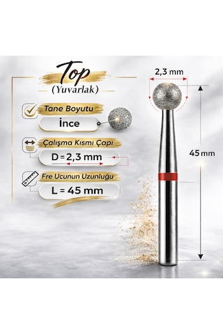Vladmiva Elmas Freze Başlık Top Yumuşak Sertlik Kırmızı 0.23 MM Adet