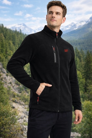 Walke Premium Erkek Tam Cepli Fermuarlı Outdoor Spor Polar Ceket Siyah