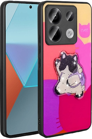 Nourthkiingdom Redmi Note 13 Pro 5g Kılıf Parlayan Kabartmalı İkonik Figürlü Nrtk Amas Silikon Kapak - Pembe Pembe