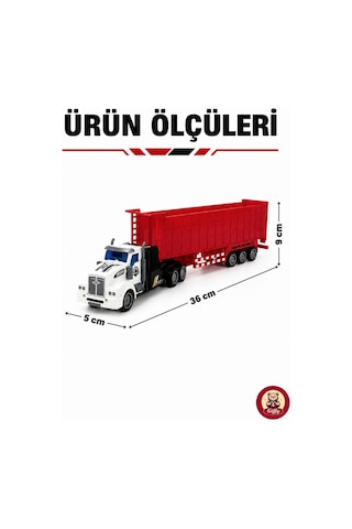 Oyuncak Uzaktan Kumandalı 27 Mhz Şarjlı Rc Tır 36 Cm Ayrılabilir Kasalı Işıklı Ses Efektli Oyuncak Tır Kırmızı