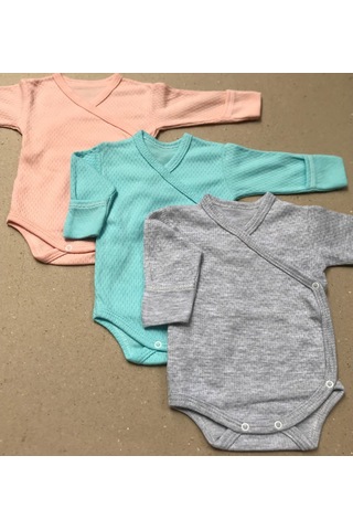 Özdemirlitekstil Bebelino Çıtçıtlı Kruvaze Badi (3 Lü Paket) Çok Renkli