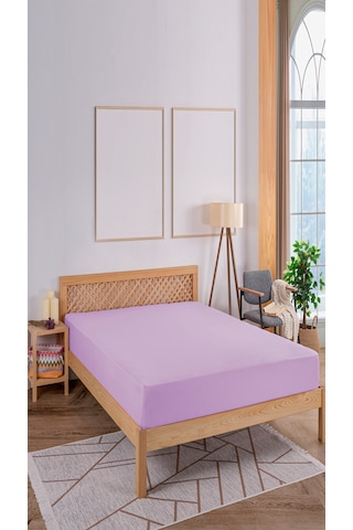 Penye Lastikli Çarşaf, 100 200 Tek Kişilik %100 Pamuk Örme Kumaş, 145 Gr/m² Lila