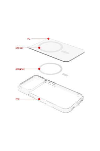 Bikapak Magsafe Aır Apple Uyumlu iPhone 17 Pro Şeffaf Kapak Şeffaf